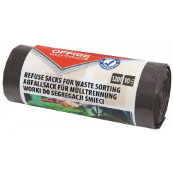 Worki na śmieci domowe OFFICE PRODUCTS, do segregacji odpadów BIO, mocne (LDPE), 120l, 10szt., brązowe
