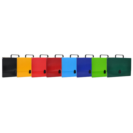 Teczka-pudełko OFFICE PRODUCTS, PP, A4/5cm, z rączką i zamkiem, mix kolorów