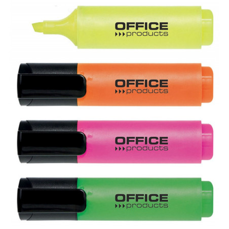 Zakreślacz fluorescencyjny OFFICE PRODUCTS, 2-5mm (linia), 4szt., mix kolorów