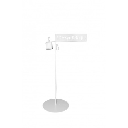 Stojak do dezynfekcji OFFICE PRODUCTS, z karabińczykiem i dozownikiem, biały