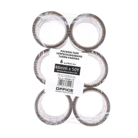 Taśma pakowa OFFICE PRODUCTS, 48mm x 50y, 36mic, EAN na 1szt., brązowa