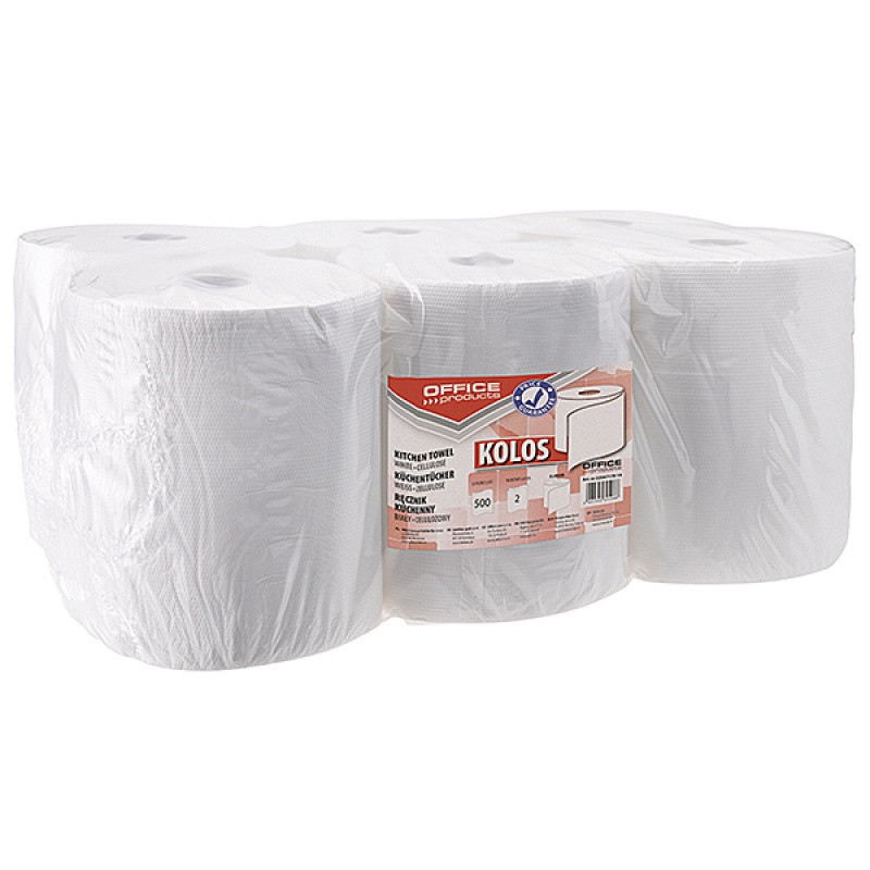 Ręczniki kuchenne celulozowe OFFICE PRODUCTS Kolos, 2-warstwowe, 500 listków, 6 rolek