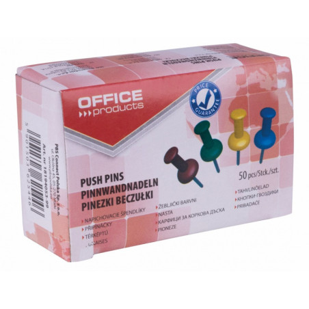 Pinezki beczułki OFFICE PRODUCTS, 50szt., mix kolorów