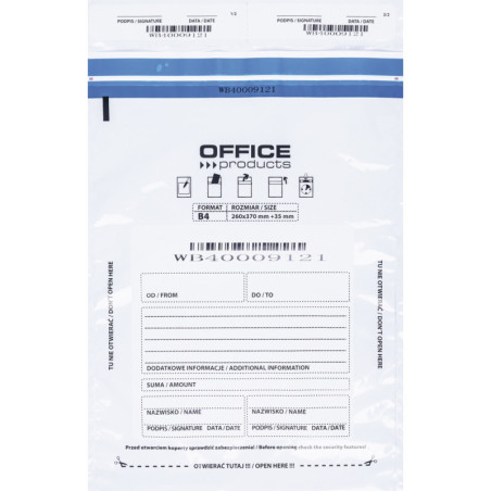 Koperta bezpieczna OFFICE PRODUCTS, B4, 255x340mm, 50szt., biała