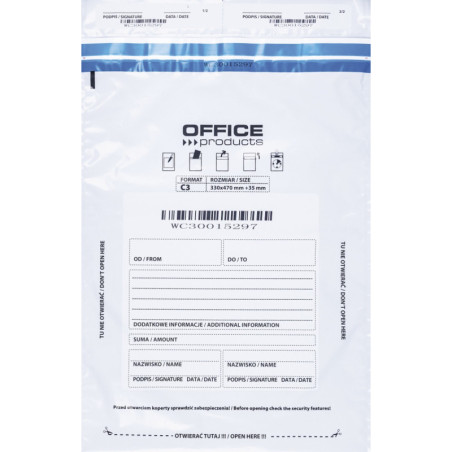 Koperta bezpieczna OFFICE PRODUCTS, C3, 330x470mm, 50szt., biała