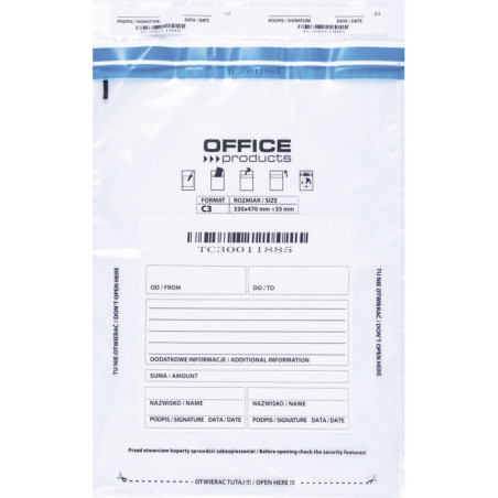 Koperta bezpieczna OFFICE PRODUCTS, C3, 330x470mm, 50szt., transparentna