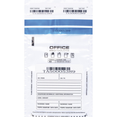 Koperta bezpieczna OFFICE PRODUCTS, M5, 150x220mm, 50szt., transparentna