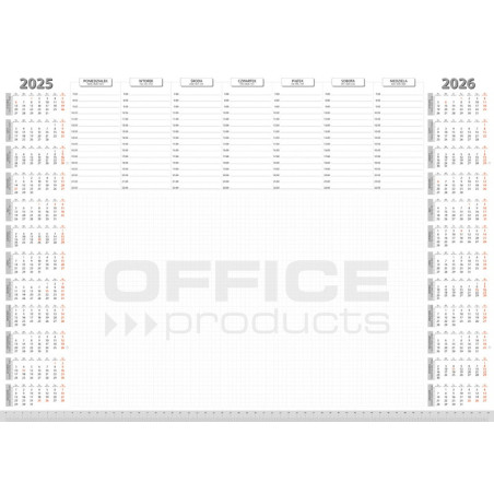 Podkładka na biurko OFFICE PRODUCTS, planer 2025/2026, biuwar 594x420mm A2 ,52k., biała