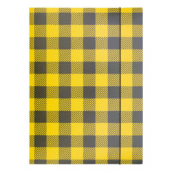 Teczka z gumką OFFICE PRODUCTS, karton/lakier, A4, 320gsm, 3-skrz., mix kolorów w kratę