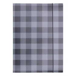 Teczka z gumką OFFICE PRODUCTS, karton/lakier, A4, 320gsm, 3-skrz., mix kolorów w kratę