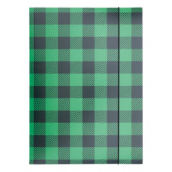 Teczka z gumką OFFICE PRODUCTS, karton/lakier, A4, 320gsm, 3-skrz., mix kolorów w kratę
