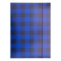 Teczka z gumką OFFICE PRODUCTS, karton/lakier, A4, 320gsm, 3-skrz., mix kolorów w kratę