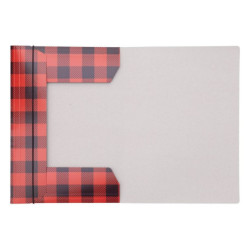 Teczka z gumką OFFICE PRODUCTS, karton/lakier, A4, 320gsm, 3-skrz., mix kolorów w kratę