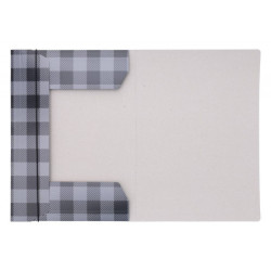 Teczka z gumką OFFICE PRODUCTS, karton/lakier, A4, 320gsm, 3-skrz., mix kolorów w kratę