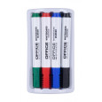 Zestaw 4 markerów z gąbką magnetyczną OFFICE PRODUCTS, do tablic suchościeralnych, mix kolorów