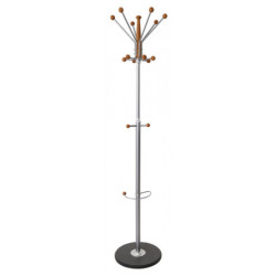 Wieszak na ubrania OFFICE PRODUCTS Goteborg, stojący, uch. na parasol, srebrny