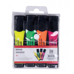 Zestaw zakreślaczy fluorescencyjnych OFFICE PRODUCTS z gumowym uchwytem, 2-5mm, 4 szt., w etui, mix kolorów