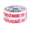 Taśma pakowa OFFICE PRODUCTS, ostrożnie nie rzucać, 48mm x 50y, 36mic, 1szt., biała