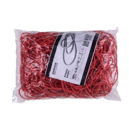 Gumki recepturki OFFICE PRODUCTS, średnica 120mm, 1,5x1,5mm, 60% kauczuku, 250g, zgrzewka, czerwone
