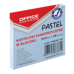 Bloczek samoprzylepny OFFICE PRODUCTS, 76x76mm, 1x100 kart., pastel, niebieski