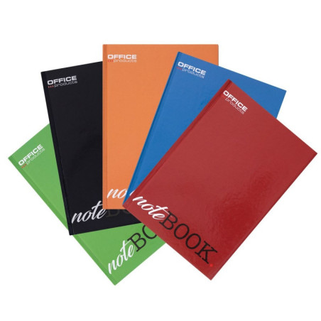 Brulion OFFICE PRODUCTS, A4, w linie, 96 kart., mix kolorów