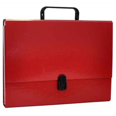 Teczka-pudełko OFFICE PRODUCTS, PP, A4/5cm, z rączką i zamkiem, bordowa