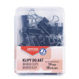 Klipy do dokumentów OFFICE PRODUCTS, 19mm, 30szt., w pudełku, czarne