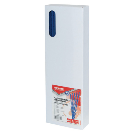 Grzbiety do bindowania OFFICE PRODUCTS, A4, 6mm (25 kartek), 100 szt., niebieskie