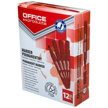 Marker permanentny OFFICE PRODUCTS, okrągły, 1-3mm (linia), czerwony