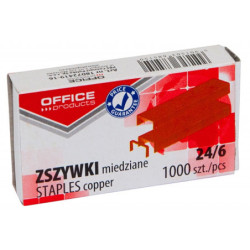 Zszywki OFFICE PRODUCTS, stalowe, pokryte miedzią 24/6, 1000szt.