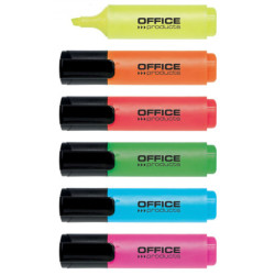 Zakreślacz fluorescencyjny OFFICE PRODUCTS, 2-5mm (linia), 6szt., mix kolorów